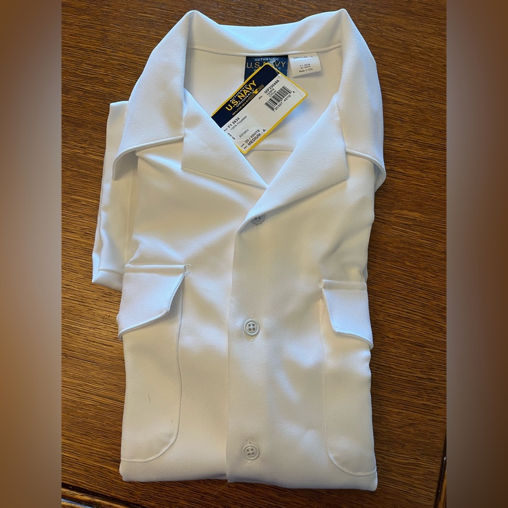 US Navy Nex by Flying Cross Summer White Men's Officer Shirt with loops Medium